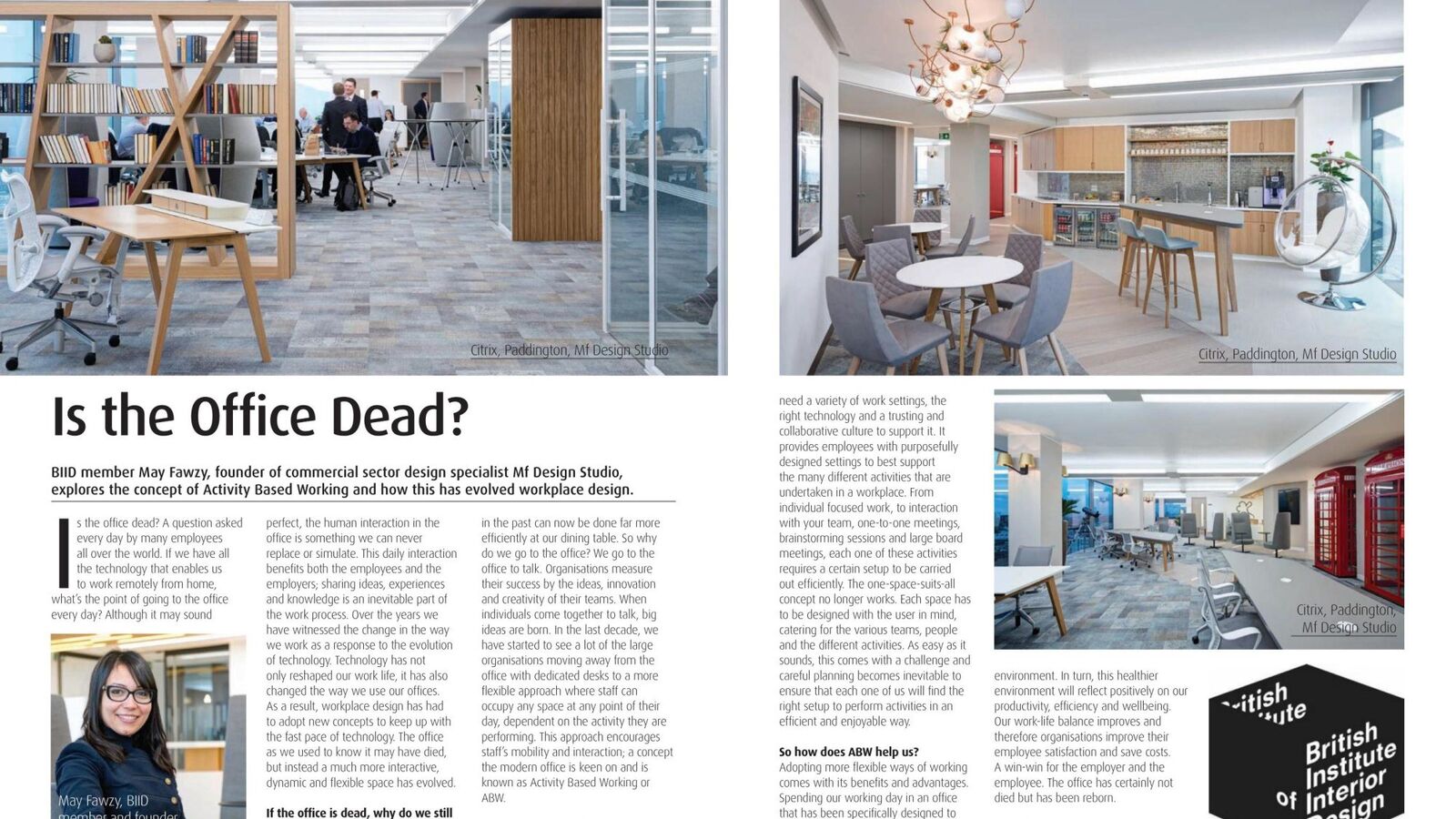"Is the office dead?" article by May Fawzy in In.Design magazine March 2018 image