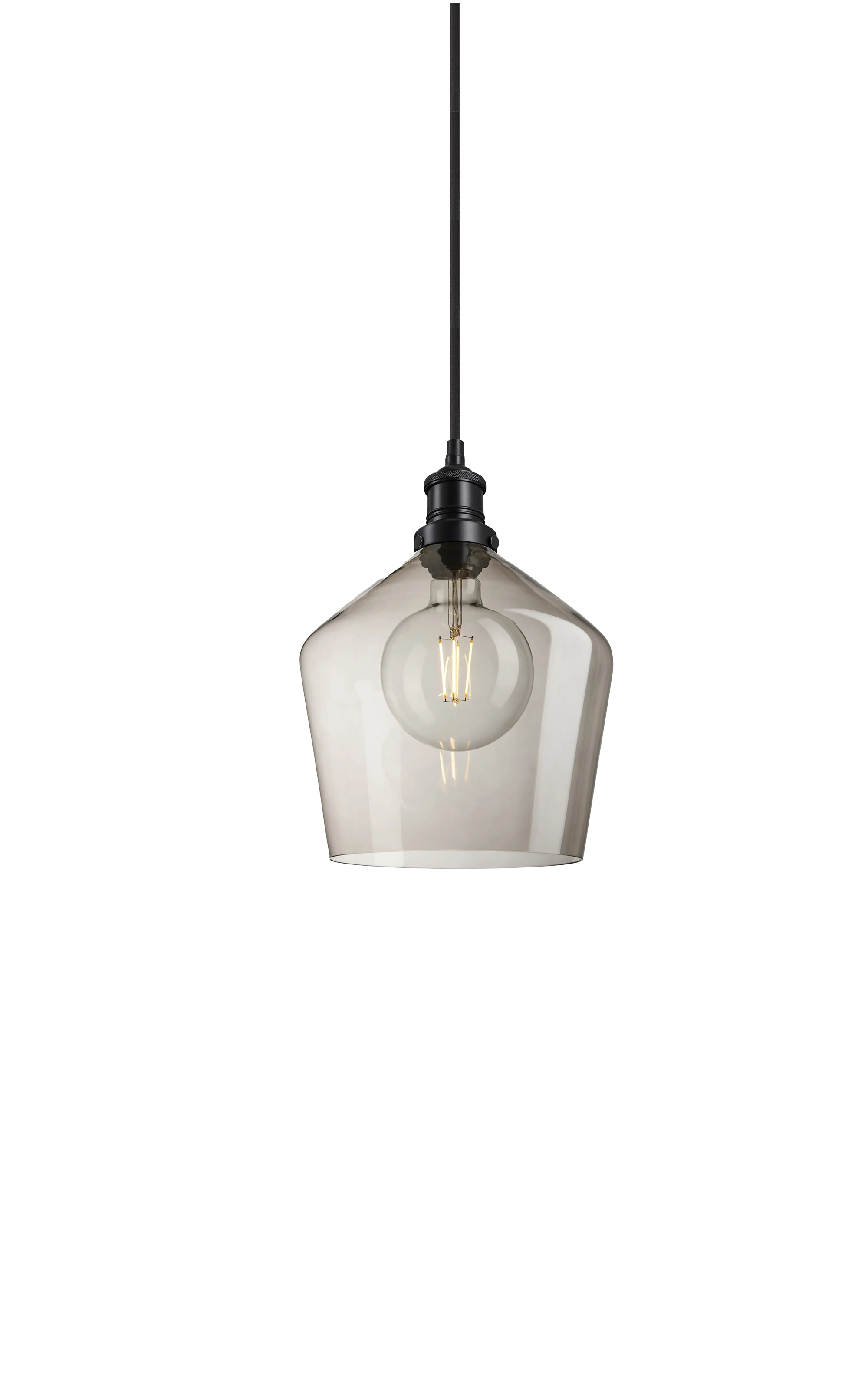 Industville 10 Inch Pendant Smoked Glass Schoolhouse Black Holder Brooklyn